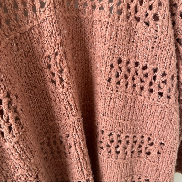 Rag Poets Slouchy Cable Knit Cardigan Oversized Open Front Mauve Pink Boho Beach - Picture 10 of 11